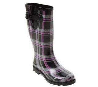 Bamboo by Journee Plaid Rubber Rain Boots —