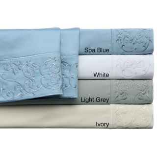 Embroidered Cotton 400 Thread Count Sateen Sheet Set