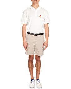 Ami Smiley Patch Short Sleeve Polo & Flat Front Bermuda Shorts