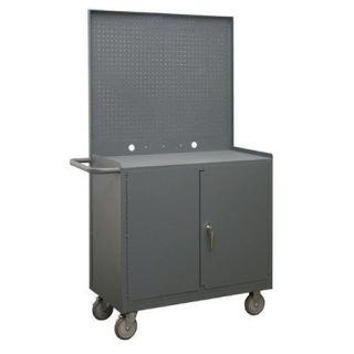 Durham Manufacturing 38.5'' H x 36'' W x 18.25'' D Wide Mobile Workstation with Lockable Storage Compartment and Pegboard Panel
