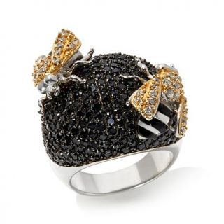 Victoria Wieck 6.22ct Black Spinel & White Topaz "Bee" Two Tone Ring   7823093