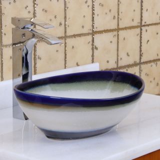 ELITE 1555 Oval Multicolor Glaze Porcelain Ceramic Bathroom Vessel