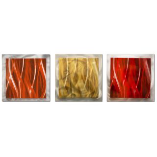 Contemporary Warm Essence Burnt Orange, Red & Gold Layered Metal Wall