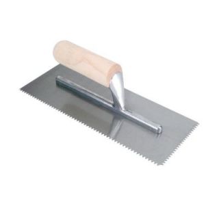 QEP 3/16 in. x 5/32 in. V Notch Pro Trowel with Wood Handle 49715Q