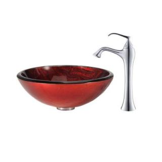 KRAUS Charon Glass Vessel Sink and Ventus Faucet in Chrome C GV 692 19mm 15000CH
