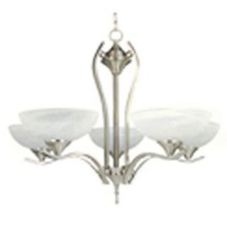 Yosemite Home Decor Glacier Point Collection 5 Light Satin Nickel Hanging Chandelier with Ivory Cloud Glass Shade 1333 5SN