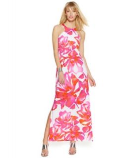 INC International Concepts Petite Floral Print Halter Maxi Dress