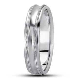 Mens Bright Polished 5 mm Wedding Band 10K White Gold