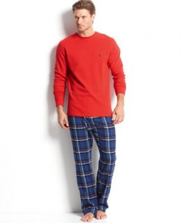 Polo Ralph Lauren Mens Thermal Top and Plaid Flannel Pajama Pants