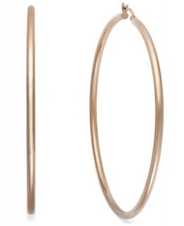 Round Hoop Earrings in 14k Rose Gold Vermeil, 80mm   Earrings