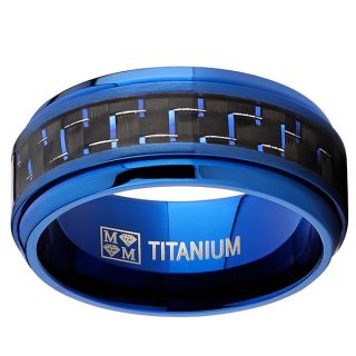 Oliveti Titanium and Carbon Fiber Mens Black and Blue Comfort Fit 9mm