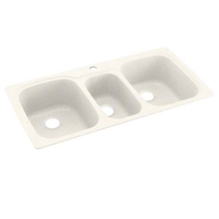 Swanstone 44 in x 22 in Baby's Breath Triple Basin Composite Drop In 1 Hole Residential Kitchen Sink