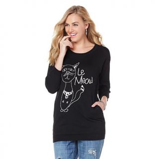 Melissa McCarthy Seven7 Le Meow Pullover Sweater   7831598