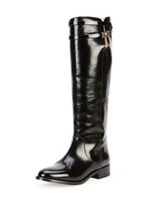 Jimmy Choo Hyson Belted Leather Knee Boot, Black