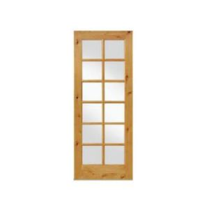 Krosswood Doors 30 in. x 96 in. Rustic Knotty Alder 12 Lite TDL Wood Stainable Interior Door Slab AE 4223096SLB