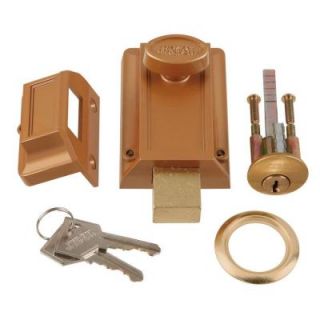 First Watch Security Polished Brass Door Night Bolt and Locking Cylinder 1110