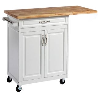 Solid White 1 drawer Kitchen Cart with Large Worktop  