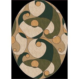 Milliken Remous Oval Green Transitional Tufted Area Rug (Common 4 ft x 6 ft; Actual 3.83 ft x 5.33 ft)