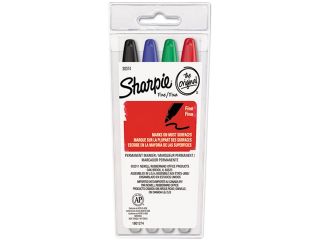 Sharpie 30074 Permanent Markers, Fine Point, Assorted, 4/Set