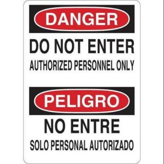 CONDOR Y4034908 Danger Sign, Vinyl, Bilingual, 14 in H, Text