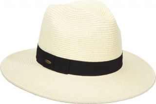 Womens Scala LP122 Paper Braided Fedora with Ribbon   Ivory
