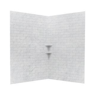 Swanstone Tundra Solid Surface Shower Wall Surround Corner Wall Panel (Common 48 in x 48 in; Actual 72.5 in x 48 in x 48 in)