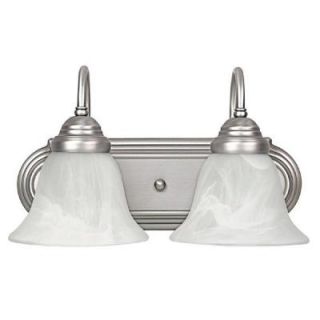 Filament Design 2 Light Matte Nickel Vanity Light with Faux White Alabaster Glass Shade CLI CPT203395102
