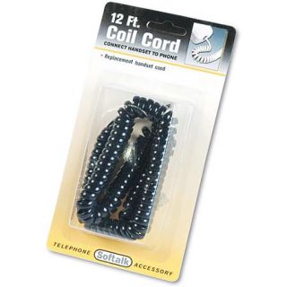 Softalk Coiled Phone Cord, Plug/Plug, 12 ft., Ivory