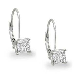 14k White Gold 1ct TDW Princess Diamond Leverback Earrings (I J, I1)