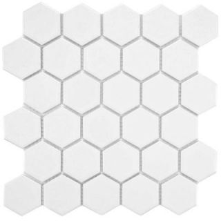 Merola Tile Metro Hex 2 in. Matte White 10 1/2 in. x 11 in. x 5 mm Porcelain Mosaic Tile (8.02 sq. ft. / case) FXLM2HMW