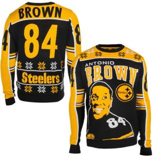 Klew Antonio Brown Pittsburgh Steelers Black Name & Number Ugly Sweater
