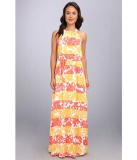 jessica simpson gathered halter neckline maxi dress stripe