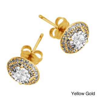 Sonia Bitton 14k Yellow Gold 1.5ct TDW Diamond Halo Stud Earrings (G H