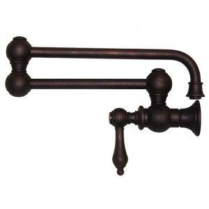 Whitehaus WHKPFLV3 9550 MB Vintage III patented wall mount pot filler with lever handles and swivel aerator   Mahogany Bronze