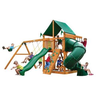 Gorilla Playsets Mountaineer Swing Set with Amber Posts & Deluxe Green
