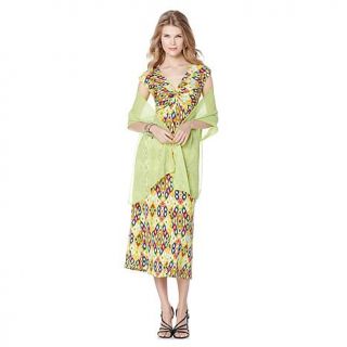 Tiana B. Printed Maxi Dress with Yoryu Scarf   7634168