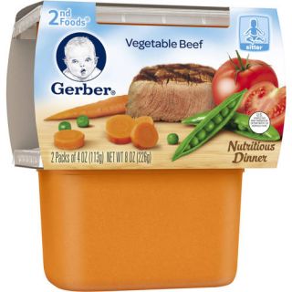 Gerber 2nd Foods Vegetable Beef Nutritious Dinner, 4 oz, 2 count