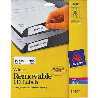 Avery 6460 Removable Inkjet/Laser Labels, 1 x 2 5/8, 750/Pack