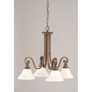 Curl 4 Light Chandelier with Glass Shade by Toltec Lighting