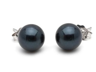 Black Saltwater Akoya Pearl Earrings 8.5mm AAA Quality