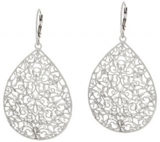Vicenza Silver Sterling Large Diamond Cut Pear Shape Dangle Earrings —