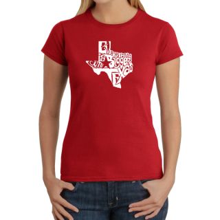 LA Pop Art Womens Everything is Bigger in Texas Cotton T shirt