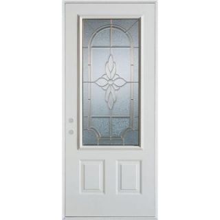 Stanley Doors 32 in. x 80 in. Traditional Brass 3/4 Lite 2 Panel Prefinished White Right Hand Inswing Steel Prehung Front Door 1300E D 32 R