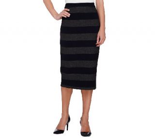 G.I.L.I. Stretch Twill Striped Pencil Skirt with Back Zip —