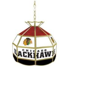 Trademark Global NHL Chicago Blackhawks 16 in. Black Hanging Tiffany Style Billiard Lamp NHL1600 CBH