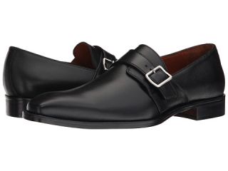 Massimo Matteo Saffiano Leather Single Monk Strap W Buckle Black Saffiano