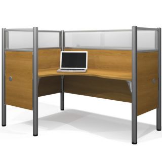 Bestar Pro Biz Single Left L Desk Workstation With 4 Melamine Privacy