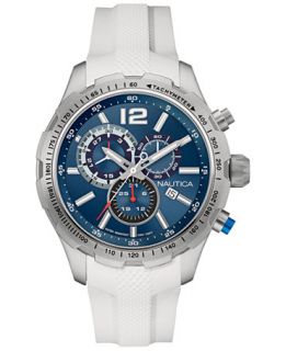 Nautica Mens Chronograph White Silicone Strap Watch 45mm 656086074499