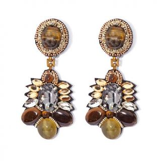 RK by Ranjana Khan Tiger's Eye and Bead Earrings   7528162