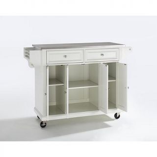 Crosley Stainless Steel Top Kitchen Cart   White   7743701